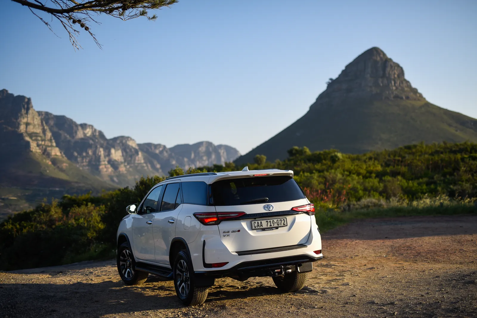 Rear view of the One Day Africa 7-seater Toyota Fortuner below Lion's Head, Cape Town